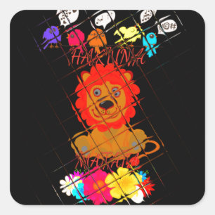 Funny Baby Lion King: Hakuna Matata Art Design Square Sticker