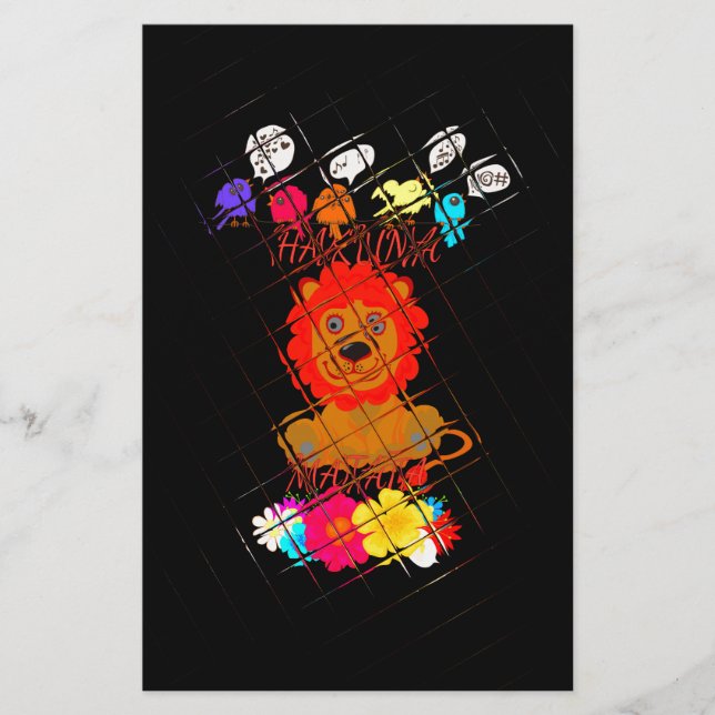 Funny Baby Lion King: Hakuna Matata Art Design Stationery (Front)