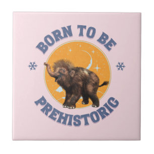 Funny Baby Mammoth Prehistoric Birthday Ceramic Tile