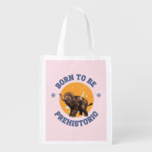 Funny Baby Mammoth Prehistoric Birthday Grocery Bag