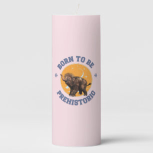 Funny Baby Mammoth Prehistoric Birthday Pillar Candle
