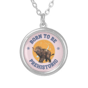 Funny Baby Mammoth Prehistoric Birthday Silver Plated Necklace
