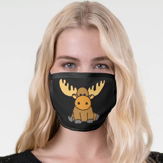 Funny Baby Moose Cartoon Face Mask (Worn Her)
