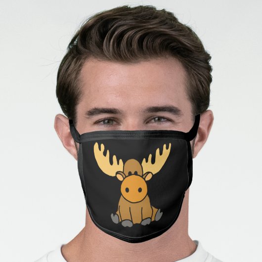 Funny Baby Moose Cartoon Face Mask (Worn Him)
