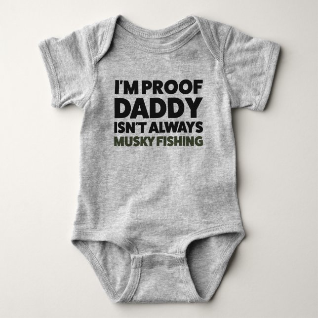 Funny Baby Musky Fishing Jersey Bodysuit Shirt (Front)