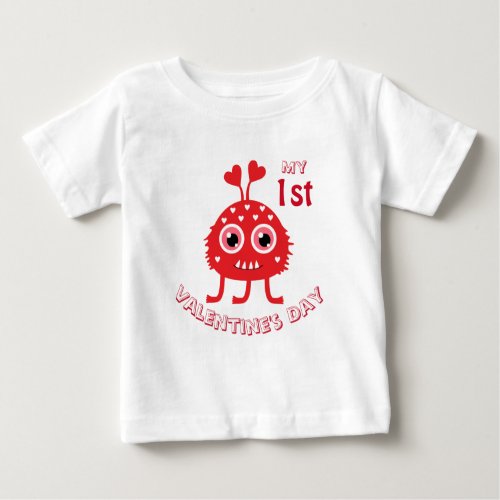 Funny Baby My First Valentines Day Cute Monster Baby T_Shirt