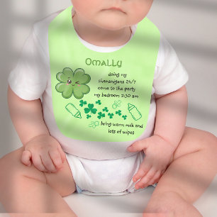 Funny Baby Quote Green Clover St Patricks Bib