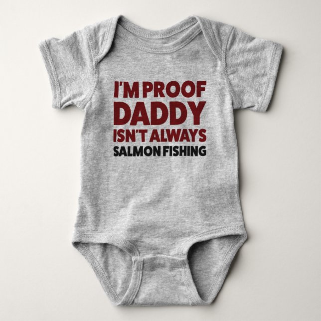 Funny Baby Salmon Fishing Jersey Bodysuit Shirt (Front)