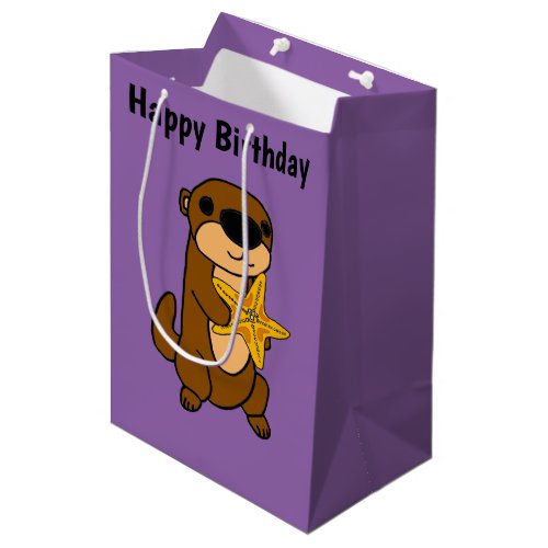 Funny Baby Sea Otter with Starfish Medium Gift Bag