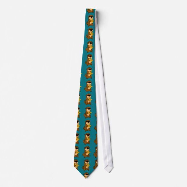Funny Baby Sea Otter with Starfish Neck Tie (Front)