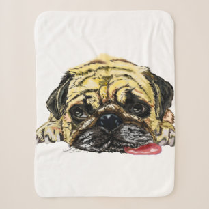 Funny Baby Sherpa Blanket Pug Dog - Your Colors