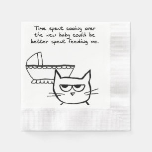 Funny Baby Shower napkins - The Cat is not happy