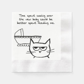 Funny Baby Shower napkins - The Cat is not happy