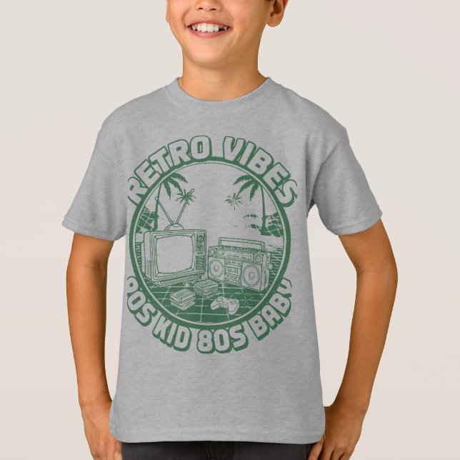 Funny Baby Shower T-Shirt for Boys – Retro Vibes K (Front)