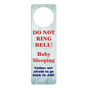 Funny Baby Sleeping Do Not Ring Bell door hangers