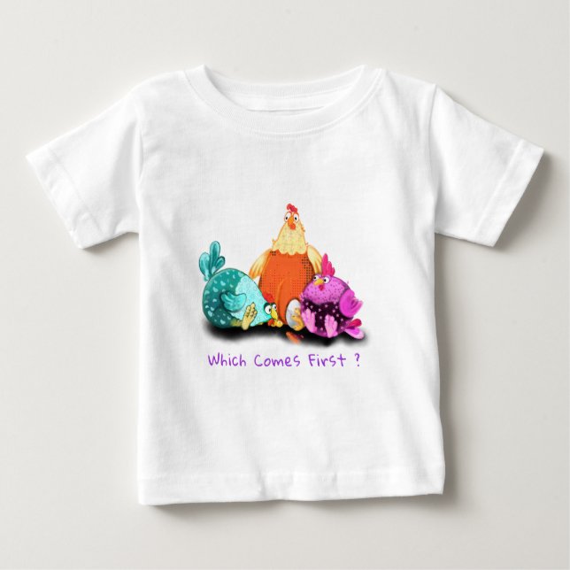 Funny Baby T-Shirt Chickens Waiting Egg To Hatch (Front)