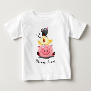 Funny Baby T-Shirt Pig Chick and Mouse Friends