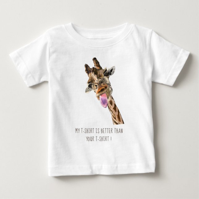 Funny Baby T-Shirt Playful Giraffe - Smile (Front)