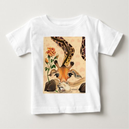 Funny Baby T_Shirt Romantic Giraffe with Rose