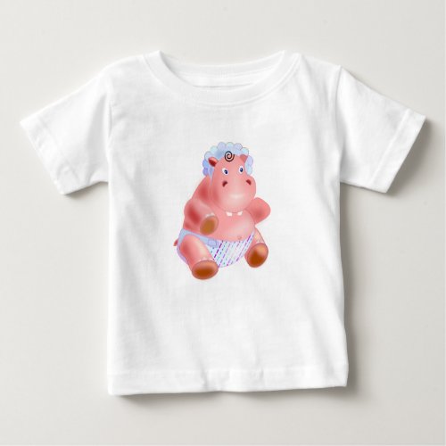 Funny Baby T_Shirt with Happy Baby Hippo