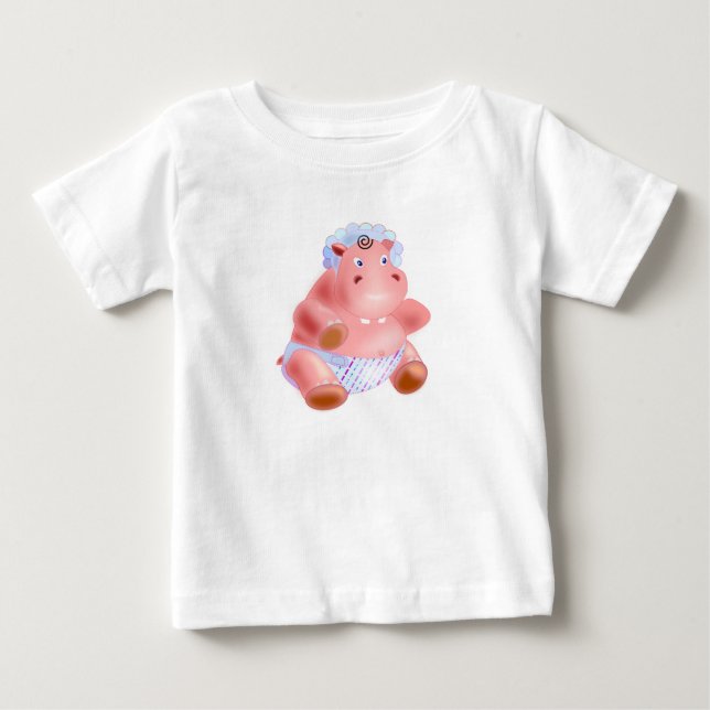 Funny Baby T-Shirt with Happy Baby Hippo (Front)