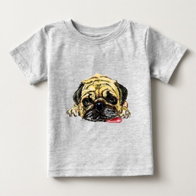 Funny Baby T-Shirt with Pug Dog (Front)