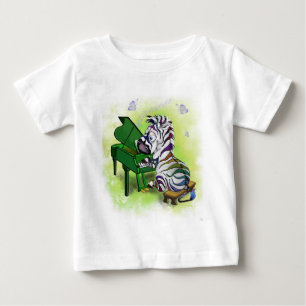 Funny Baby T-Shirt with Zebra Piano Player