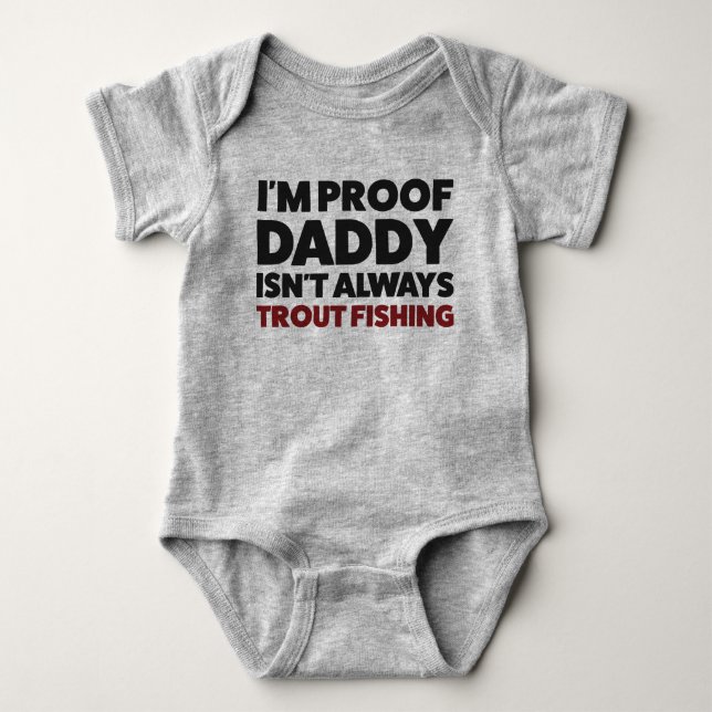 Funny Baby Trout Fishing Jersey Bodysuit Shirt (Front)