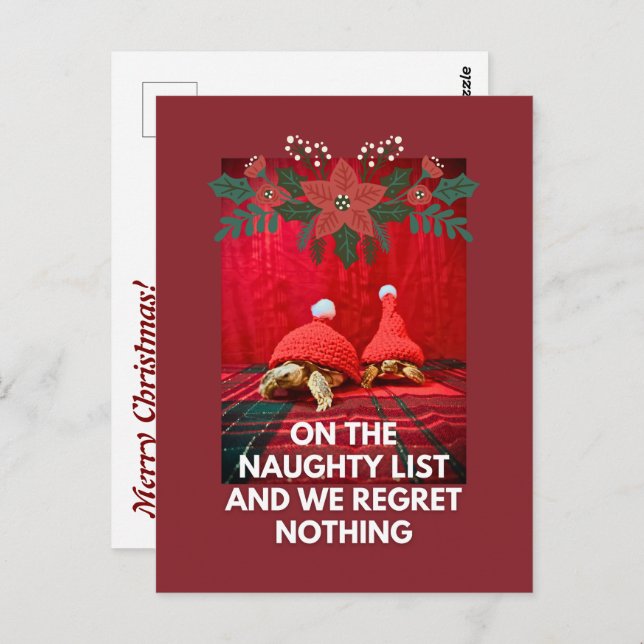 Funny Baby Turtles Best Friends Naughty List  Postcard (Front/Back)