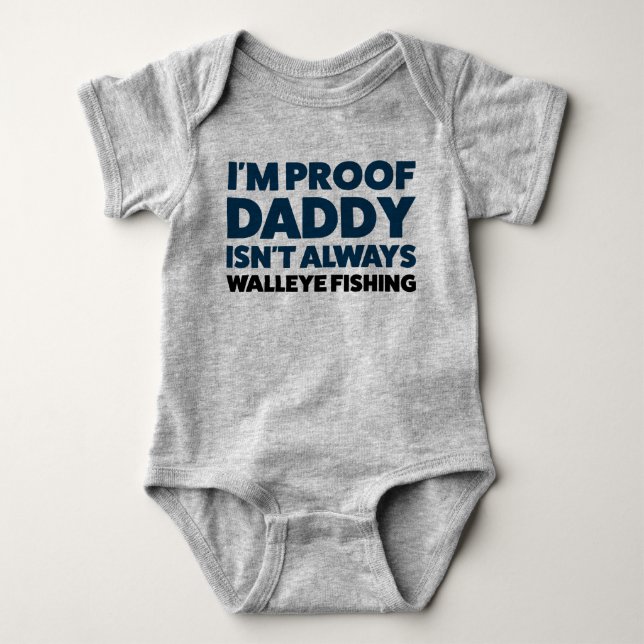 Funny Baby Walleye Fishing Jersey Bodysuit Shirt (Front)
