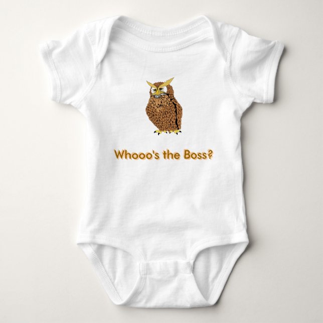 Funny baby's cloth Owl Whoo's the Boss Baby Bodysuit (Front)