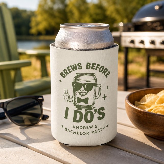 Funny Bachelor Party Brews Before I Do's Beer Can Cooler (Creator Uploaded)