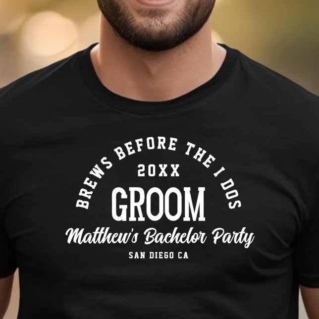 Funny Bachelor Party Brews Before I Dos Groom T-Shirt (Creator Uploaded)