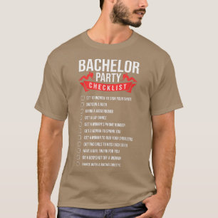 Funny Bachelor Party Checklist For Wedding Party M T-Shirt