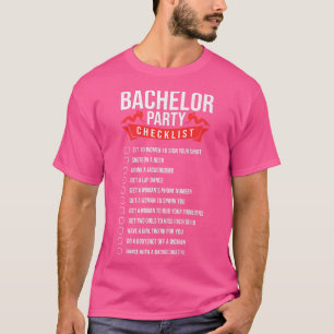 Funny Bachelor Party Checklist For Wedding Party M T-Shirt