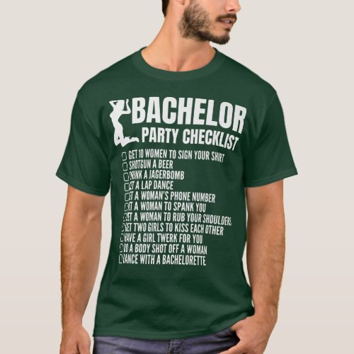 Funny Bachelor Party Checklist For Wedding Party M T_Shirt