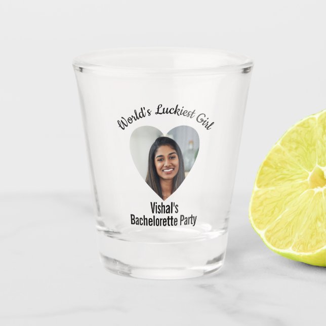 Funny Bachelor Party Favor Bride's Face Shot Glass (Front)