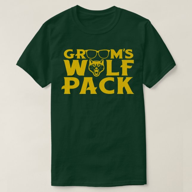 Funny Bachelor Party Grooms Wolfpack Wedding Party T-Shirt (Design Front)