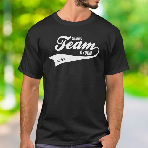 Funny Bachelor Team Groom Drinking Sports Logo T_Shirt
