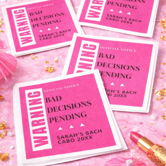 Funny Bachelorette Party Bad Decisions Pending  Napkins (Creator Uploaded)