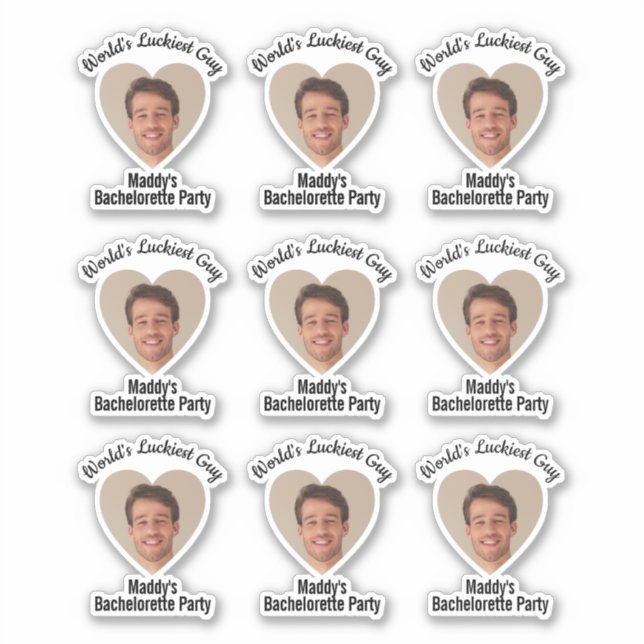 Funny Bachelorette Party Groom's Face Favor Sticker (Front)