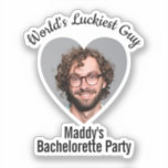 Funny Bachelorette Party Groom's Face Individual Sticker<br><div class="desc">Fun accessory for the bride's bachelorette party. Add your own photo of the groom and personalize with your own text.</div>