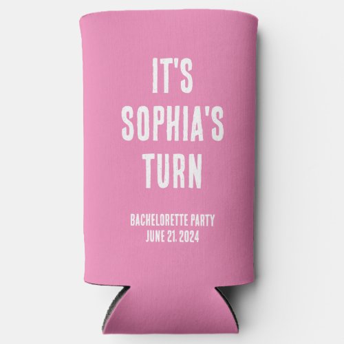 Funny Bachelorette Party Pink and White Wedding Seltzer Can Cooler
