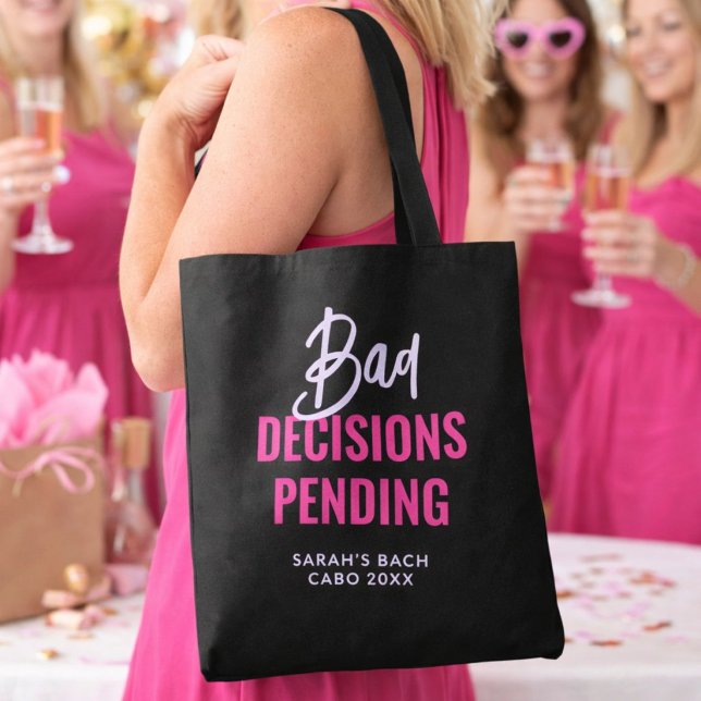 Funny Bachelorette Tequila Bad Decisions Gift Tote Bag (Creator Uploaded)