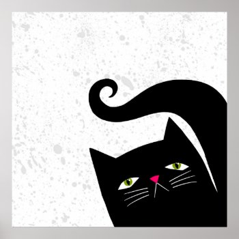 Funny Back Cat Flat Graphic Portrait Art Poster by prawny at Zazzle