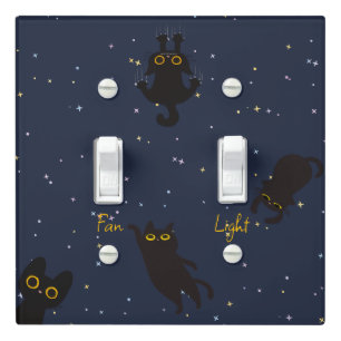 Funny Back Cat On A Sparkling Night Sky Light Switch Cover