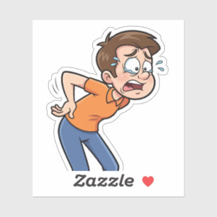 Funny Back Pain Cartoon Design Sticker