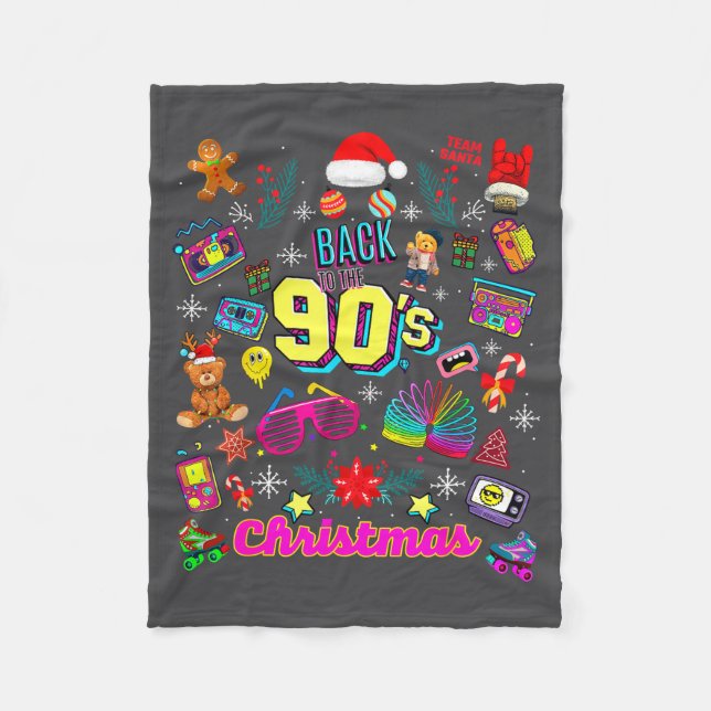 Funny Back To 90's Christmas Nostalgia Quotes Grap Fleece Blanket (Front)