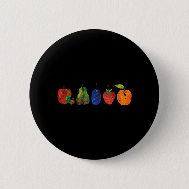 Funny Back to School Cute Hungry Lover Fruits Button (Front)