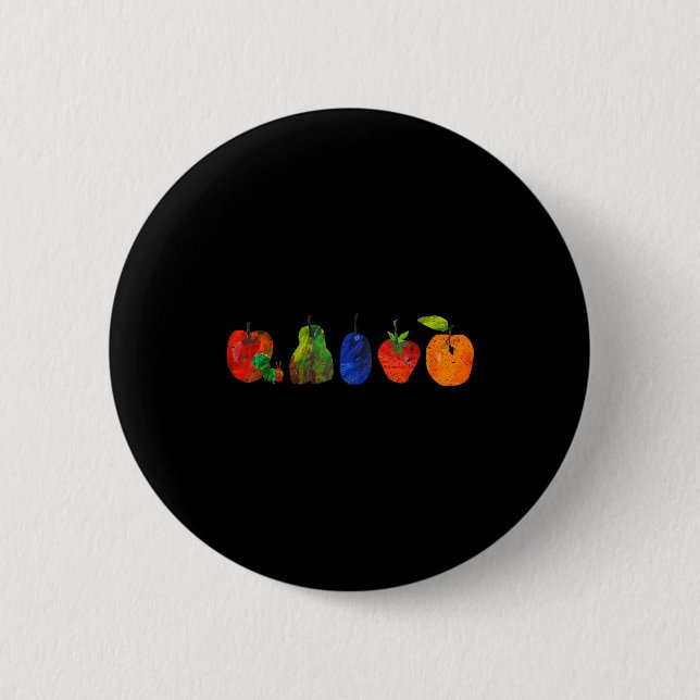Funny Back To School Cute Hungry Lover Fruits Teac Button (Front)